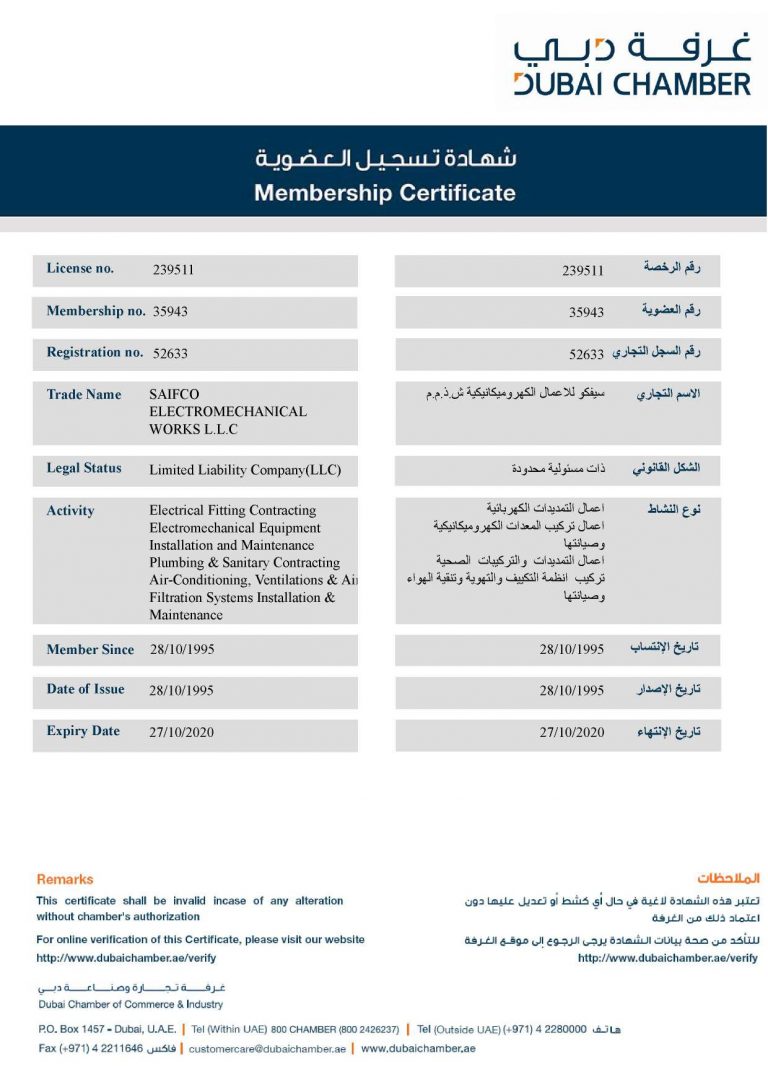 Certification Saifco