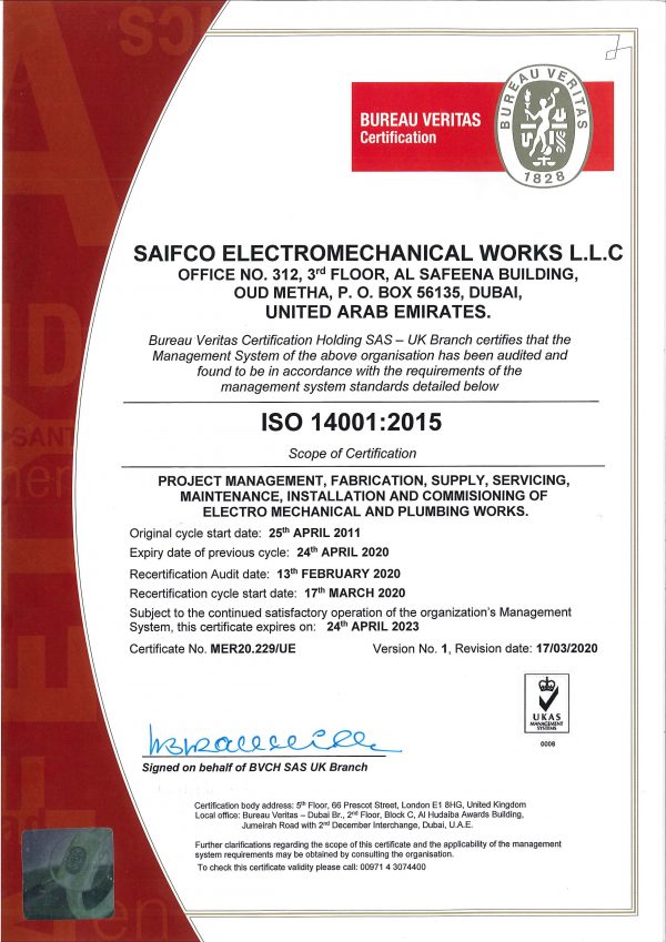 Certification Saifco