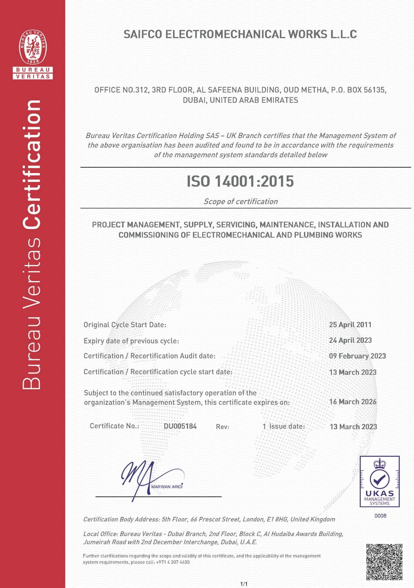 Certification Saifco